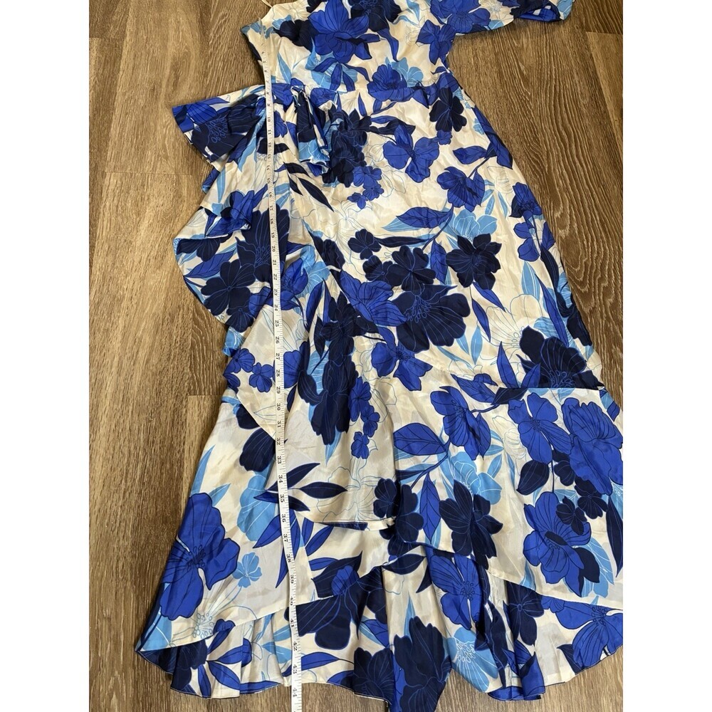 J Crew Collection NWT One Shoulder Ruffle Hem Dress in Painted Floral Blue 10 - Picture 11 of 11
